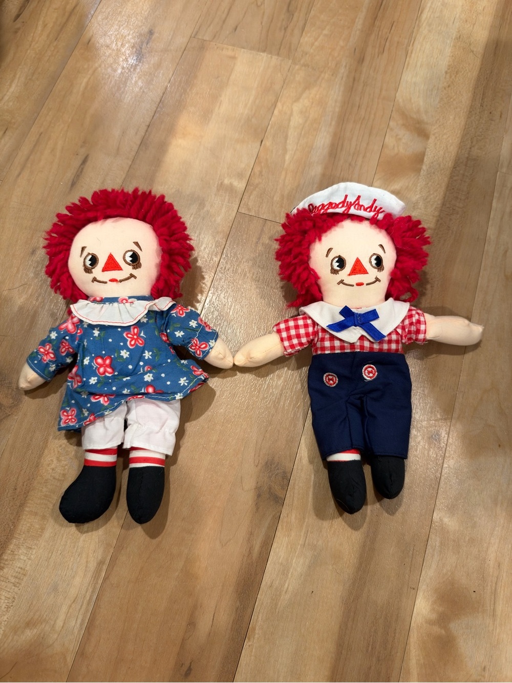 Vintage 1991 Applause Raggedy Ann & Andy Dolls #8533 with Matching Pajamas Lot